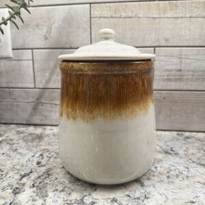 McCoy #135 Graystone Drip Glazed Lidded 10" T Canister Crock Cookie Jar VTG  EUC